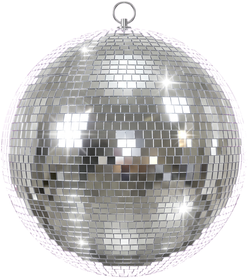 A chrome mirror ball, illustrated